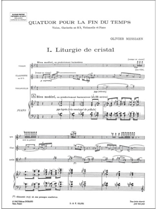 Quatuor pour la fin du Temps - Parties - MESSIAEN - Partition